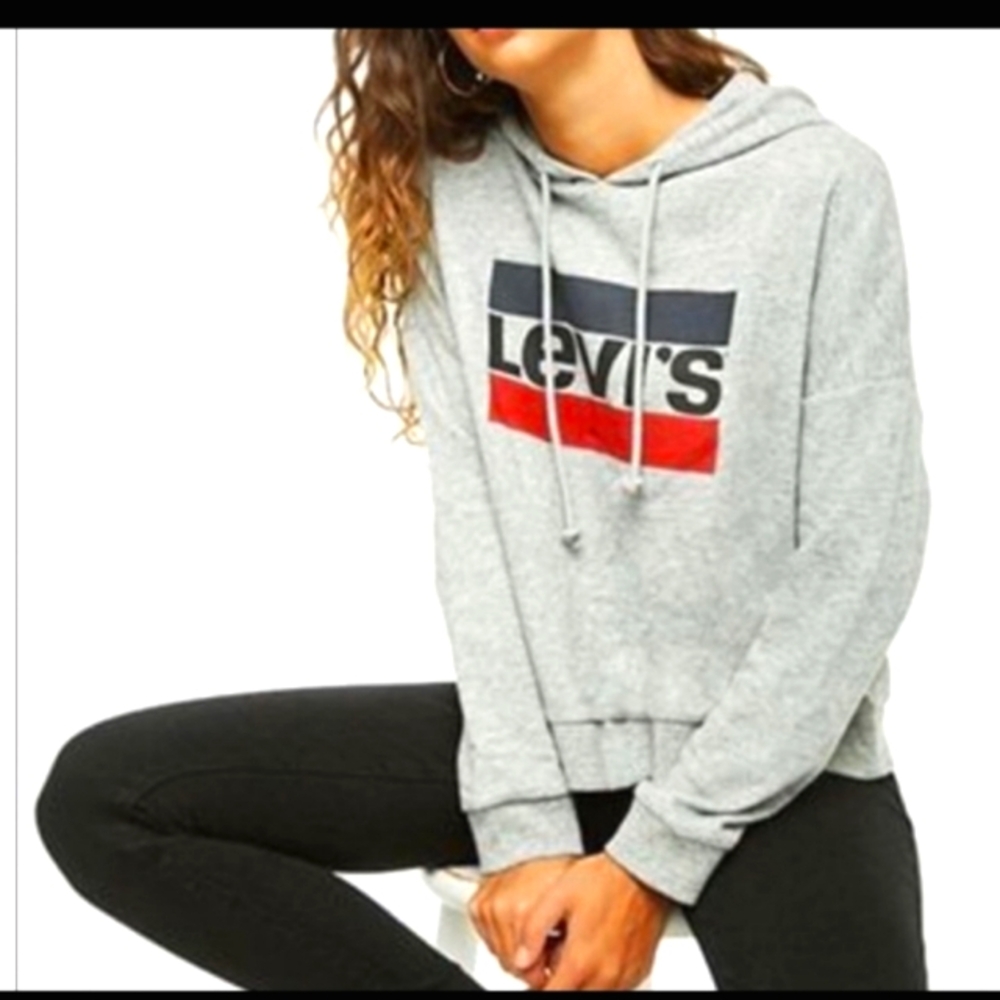 Levi's grey cropped hoodie size medium